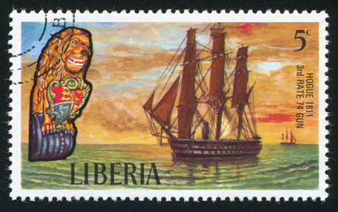 Figurehead and sailing ship Hogue