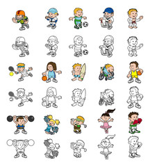 Fototapeta premium Cartoon people playing sports