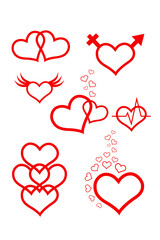 set of hearts Valentine's day on a white background