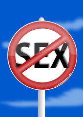 Ban sex on a blue background