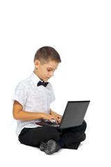 a boy and a laptop