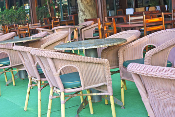 Cafe tables outdoors