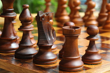 Black Knight and Chess Men