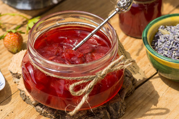 Traditional Province strawberry confiture with lavender