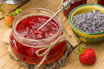 Traditional Province strawberry confiture with lavender