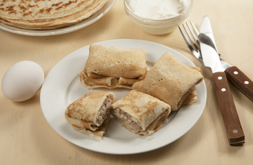 Pancakes with meat filling