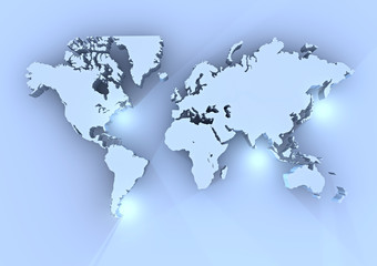 Fototapeta na wymiar Planisfero mondo 3d azzurro cartina