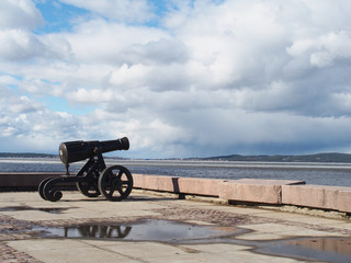 Gun on quay of Onega in Petrozavodsk, Russia