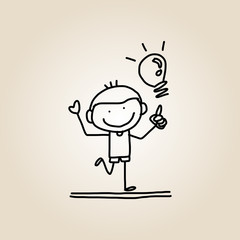 hand drawing cartoon happy kids