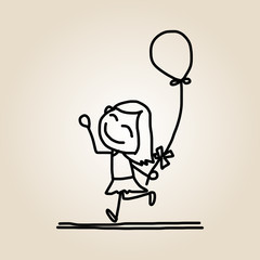 hand drawing cartoon happy kids