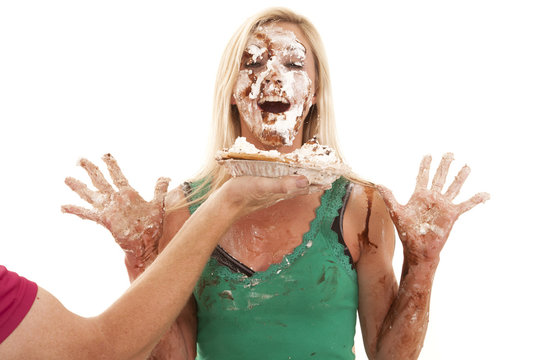Cake on face. Stock Image stock image. Image of serious - 79715797