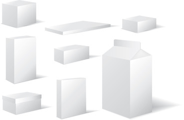 selection of white different sized blank boxes
