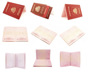 russian passport on a white background. set