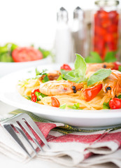 Spaghetti with prawns