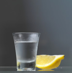 vodka glass with lemon slice