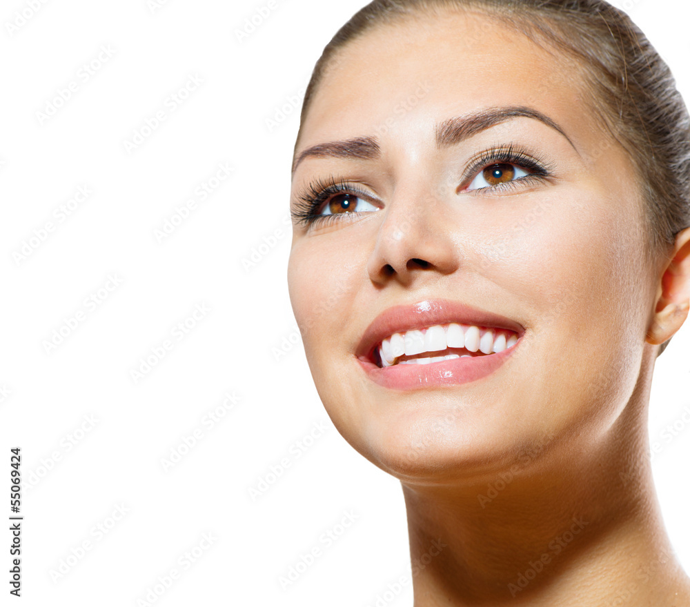 Wall mural Teeth Whitening. Beautiful Smiling Young Woman Portrait