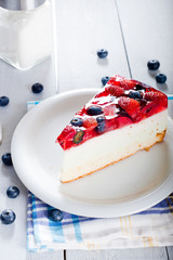 Diet light dessert with fresh fruits and jelly