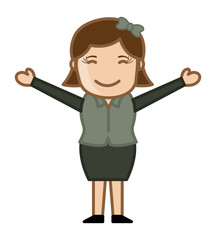 Open Arms Girl - Business Cartoon Character Vector