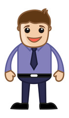 Happy Man in Office - Business Cartoon Character Vector