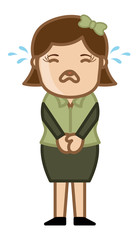 Crying Female - Business Cartoon Character Vector