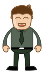 Very Happy Man in Office - Business Cartoon Character Vector