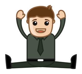 Yoga in Office - Business Cartoon Character Vector