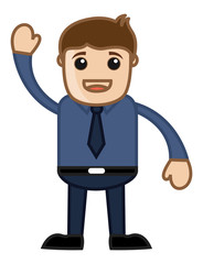 Man Saying Hi in Office - Business Cartoon Character Vector