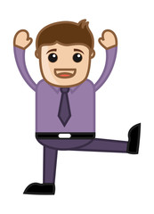 Man Doing Exercise - Business Cartoon Character Vector
