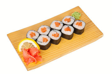 Sushi rolls with fresh salmon