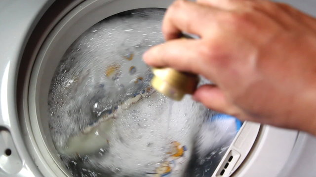closeup of washing machine