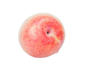 Ripe pink pluot isolated on white background.