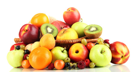 Assortment of juicy fruits, isolated on white