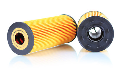 Car oil filters isolated on white