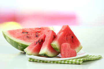Fresh ripe watermelon on plate