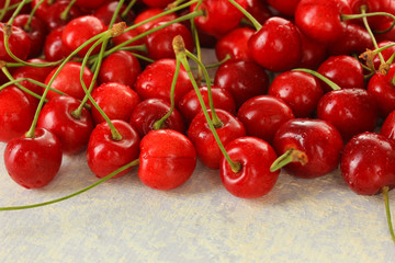 Cherry berries on wooden table
