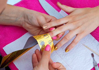 woman hand on manicure