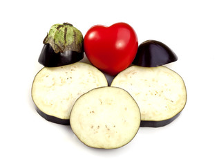 Eggplant or Aubergine and the Red Heart