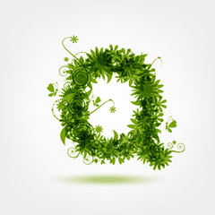 Green eco letter Q for your design