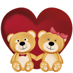 Fototapeta premium two teddy bears in valentine's day