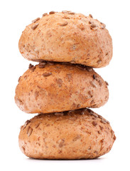 Fototapeta na wymiar Three hamburger bun or roll with sesame seeds cutout
