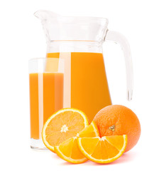 Orange fruit juice in glass jug