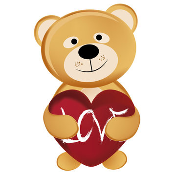 cheerful bear in valentine's day
