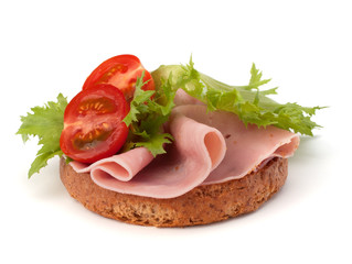 healthy sandwich with vegetable and smoked ham