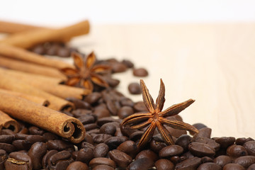 coffee beans on wooden surface