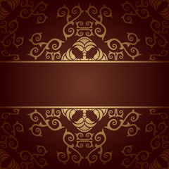 Brown background baroque vector with flowers