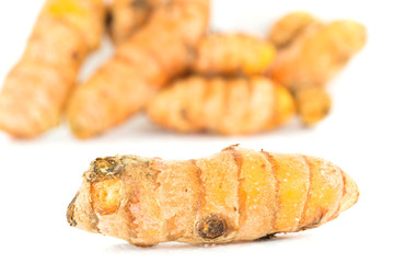 Yellow ginger over white background