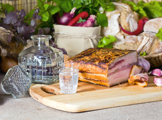 Vodka and smoked meat