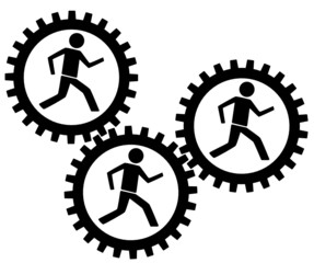 Männer im Zahnrad
