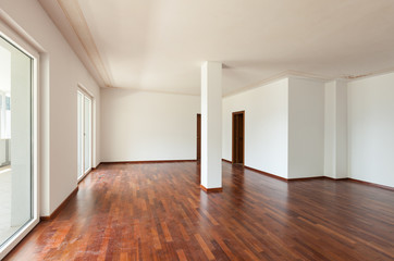 interior apartment, large living room with column