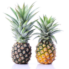 Two raw pineapple